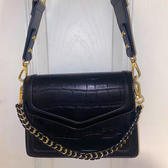 Handbags - Brand new Croc Leather crossbody bag with chain detail and envelope closure